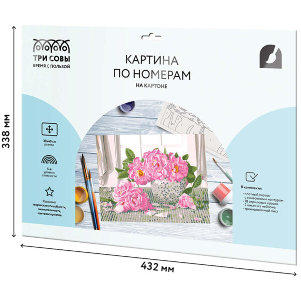 Картина по номерам на картоне ТРИ СОВЫ "Садовые розы", 30*40, с акриловыми красками и кистями