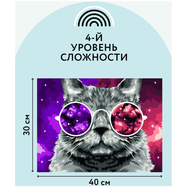 Картина по номерам на холсте ТРИ СОВЫ "Кошачий космос", 30*40, с акриловыми красками и кистями