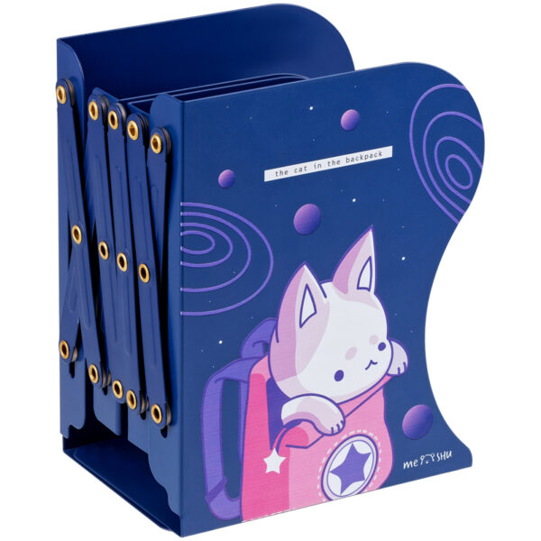 Подставка для книг MESHU "Space Cat", 3 отделения, раздвижная