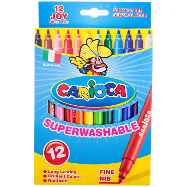 Фломастеры Carioca "Joy", 12цв., смываемые, картон, европодвес