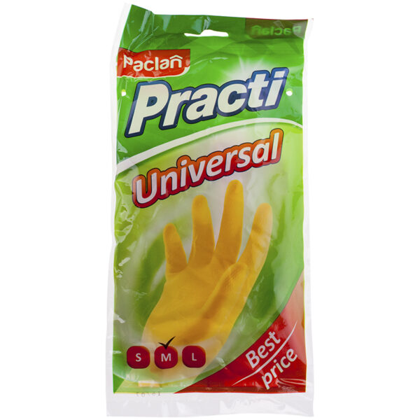 Перчатки резиновые Paclan "Practi. Universal", разм. М, желтые, пакет с европодвесом