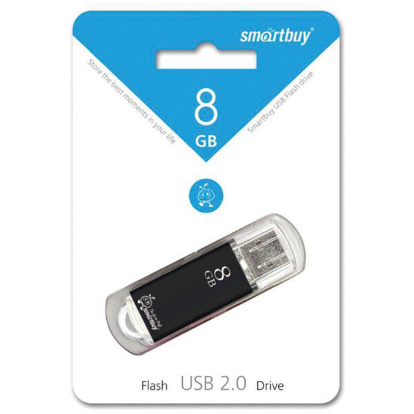 Память Smart Buy "V-Cut"  8GB, USB 2.0 Flash Drive, черный (металл. корпус )