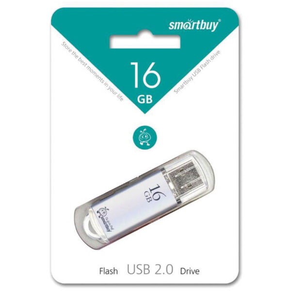 Память Smart Buy "V-Cut"  16GB, USB 2.0 Flash Drive, серебристый (металл. корпус )