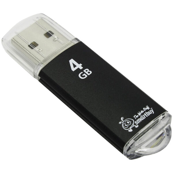 Память Smart Buy "V-Cut"  4GB, USB 2.0 Flash Drive, черный (металл. корпус )