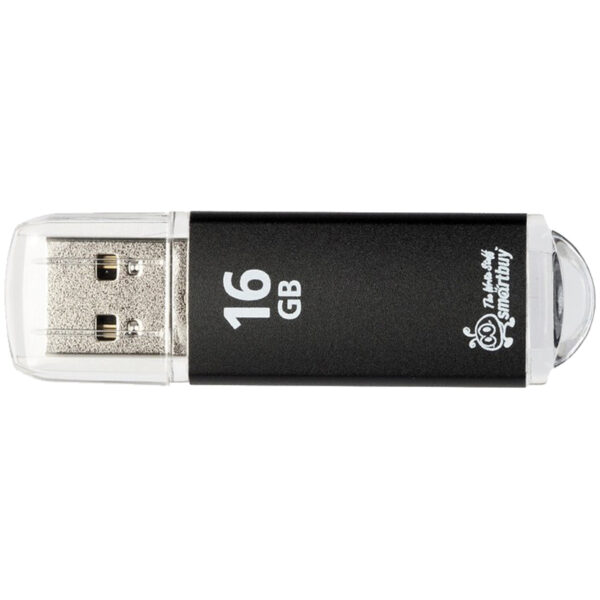 Память Smart Buy "V-Cut"  16GB, USB 2.0 Flash Drive, черный (металл. корпус )