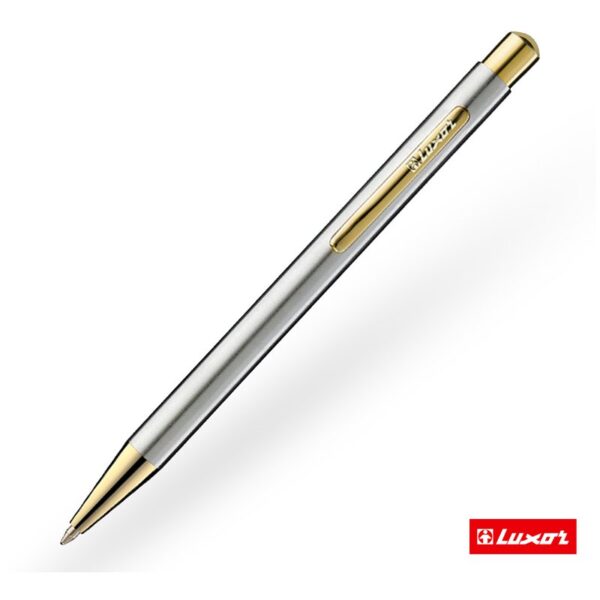 Ручка шариковая Luxor "Nova" синяя, 1,0мм, корпус хром/золото, кнопочный механизм