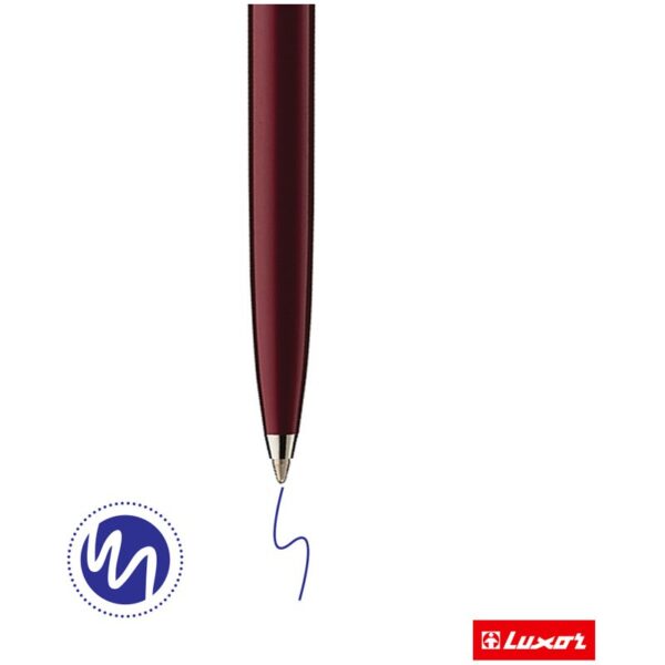 Ручка шариковая Luxor "Star" синяя, 1,0мм, корпус бордовый/хром, кнопочный механизм