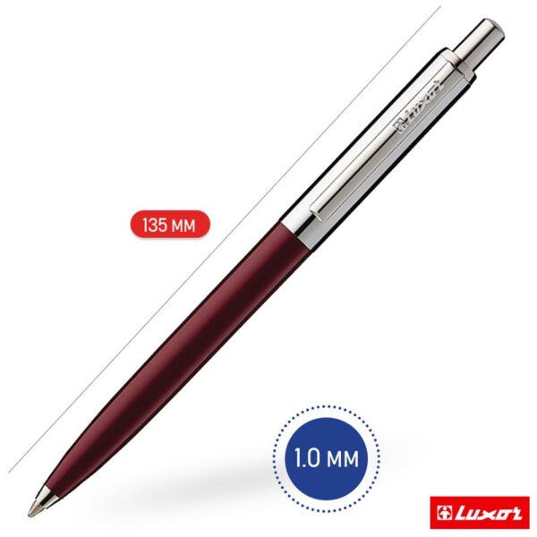Ручка шариковая Luxor "Star" синяя, 1,0мм, корпус бордовый/хром, кнопочный механизм