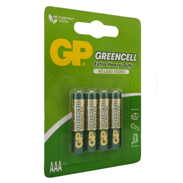 Батарейка GP Greencell AAA (R03) 24S солевая, BL4