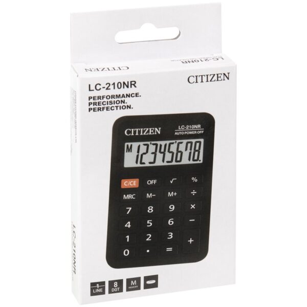 Калькулятор карманный Citizen LC-210NR, 8 разрядов, питание от батарейки, 64*98*12мм, черный