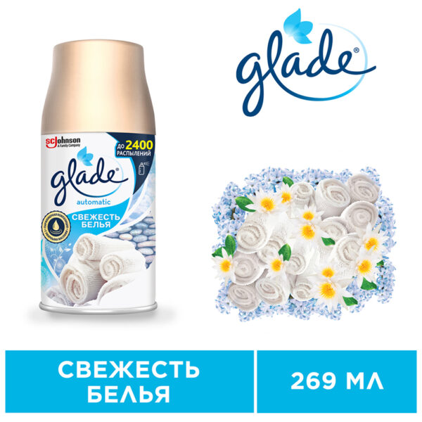 Сменный баллон для освежителя воздуха Glade Automatic "Свежесть белья", 269мл