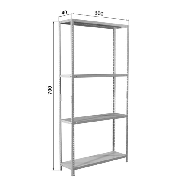 Стеллаж Практик MS 185KD 1800*700*300мм, 4 полки, серый комплект