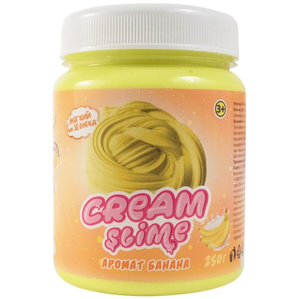 Слайм Cream-Slime, желтый, с ароматом банана, 250г