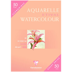 Бумага для акварели, 50л., А4, Clairefontaine "Etival Watercolour" 300г/м2, холодное прессование