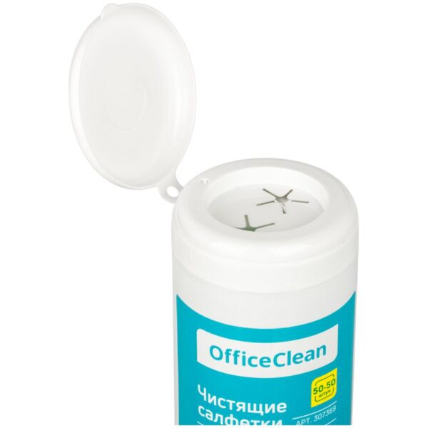 Универсальные влажные чистящие салфетки OfficeClean для очистки экранов и мониторов, пластиковых поверхностей 50+50шт