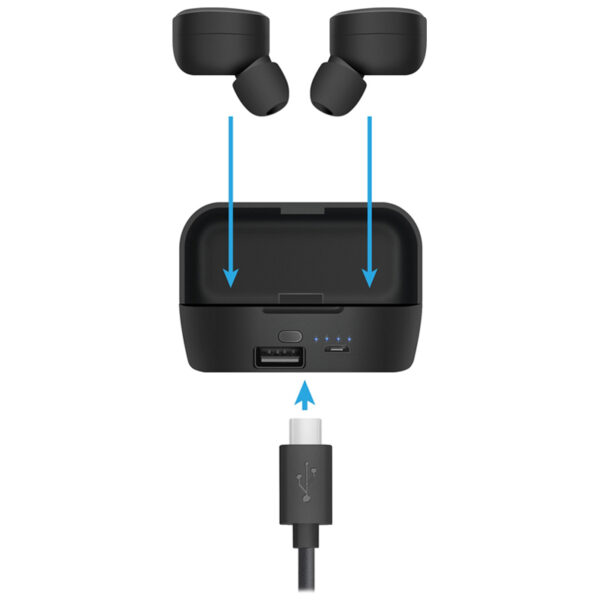 Наушники с микрофоном беспроводные Defender Twins 639, Bluetooth 5.0, TWS, powerbank 2000мАч, разъем Micro-USB, черный