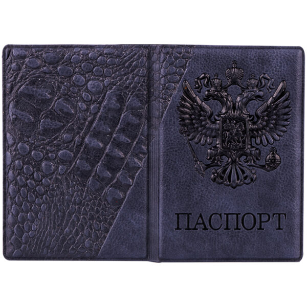 Обложка для паспорта OfficeSpace "Герб", кожзам, серый
