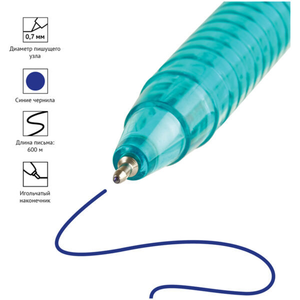 Ручка шариковая OfficeSpace "LC-Medium" синяя, 0,7мм, корпус ассорти, штрих-код