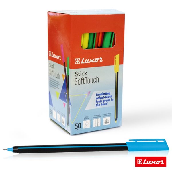 Ручка шариковая Luxor "Stick Soft Touch" синяя, 0,7мм, корпус ассорти