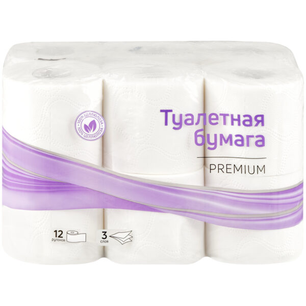 Бумага туалетная OfficeClean, 3-слойная, 12шт., 17м/рул., тиснение, белая