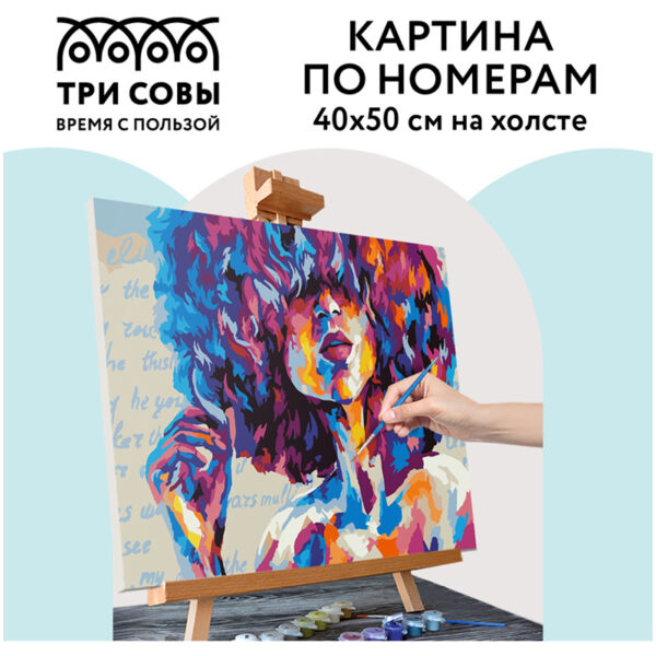 Картина по номерам на холсте ТРИ СОВЫ "Силуэт", 40*50, с акриловыми красками и кистями