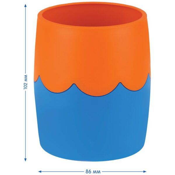 Подставка-стакан Мульти-Пульти, пластик, круглый, двухцветный сине-оранжевый