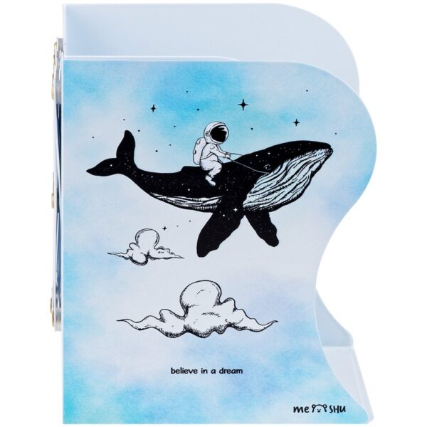 Подставка для книг MESHU "Space Whale", 3 отделения, раздвижная