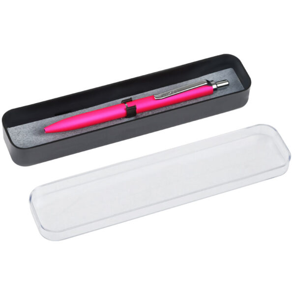 Ручка шариковая Luxor "Rega" синяя, 0,7 мм, корпус розовый/хром, кнопочный механизм, футляр