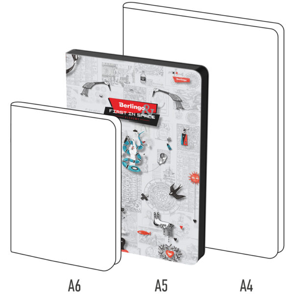 Ежедневник недатированный, А5, 136л., кожзам, Berlingo "First in Space", черный срез, с рисунком