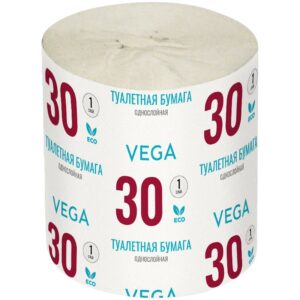 Бумага туалетная Vega, 1-слойная, 30м/рул., серая