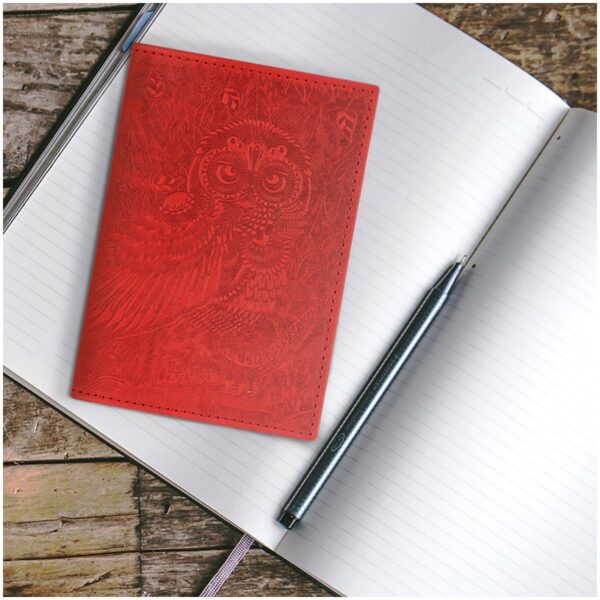 Обложка для паспорта OfficeSpace "Сова", кожа, тиснение, красная