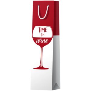 Пакет подарочный 12*36*8,5см ArtSpace "Time for wine. Red", матовое ламинирование, выборочный лак, под бутылку