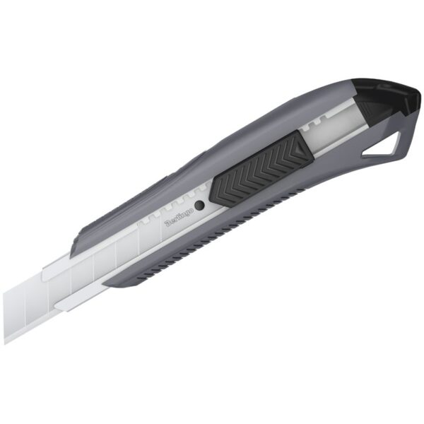Нож канцелярский 18мм Berlingo "Razzor 200", серый + лезвия сменные 10шт., блистер, европодвес