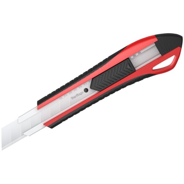 Нож канцелярский 18мм Berlingo "Razzor 300", красный + лезвия сменные 10шт., блистер, европодвес