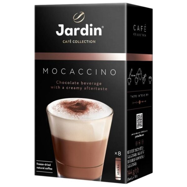 Кофе растворимый Jardin "Mocaccino", 3в1, порошкообразный, порционный, 8 пакетиков* 18г, картон