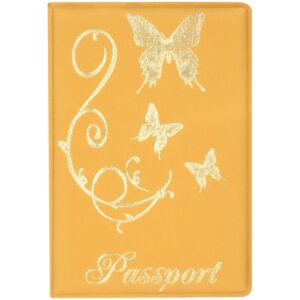 Обложка для паспорта OfficeSpace "Бабочки" мягкий полиуретан, золотая, тиснение золотом