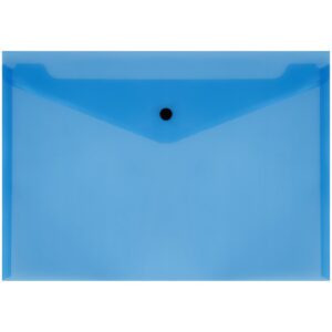 Папка-конверт на кнопке СТАММ, А4, 150мкм, прозрачная, синяя