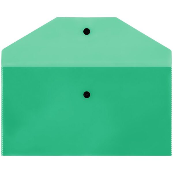 Папка-конверт на кнопке СТАММ, С6, 150мкм, прозрачная, зеленая