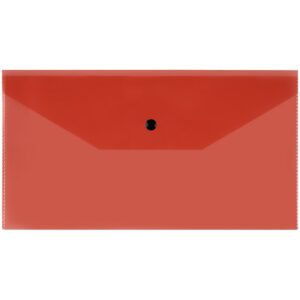 Папка-конверт на кнопке СТАММ, С6, 150мкм, прозрачная, красная