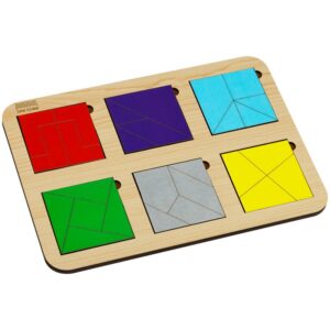 Развивающая игра ТРИ СОВЫ "Методика Никитина. Рамки - вкладыши", 6 квадратов, дерево