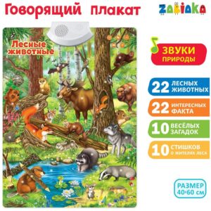 Говорящий плакат ZABIAKA "Лесные животные", картонная коробка