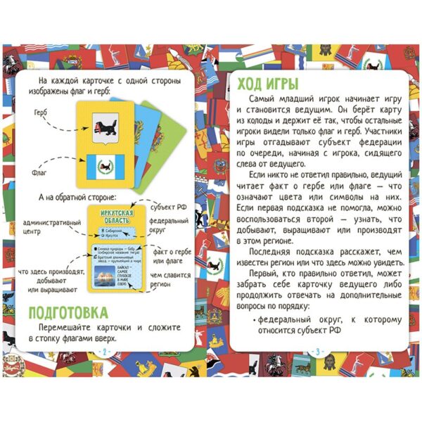 Игра настольная ГЕОДОМ "Флагомания. Россия", 85 карточек, картонная коробка