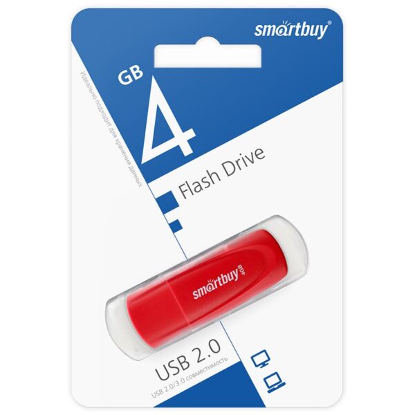 Память Smart Buy "Scout"  4GB, USB 2.0 Flash Drive, красный