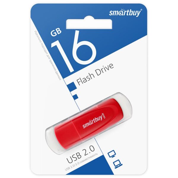 Память Smart Buy "Scout"  16GB, USB 2.0 Flash Drive, красный