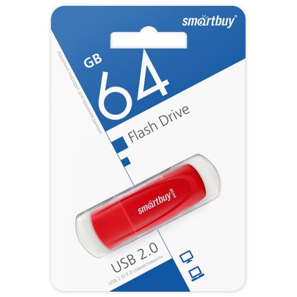 Память Smart Buy "Scout"  64GB, USB 2.0 Flash Drive, красный