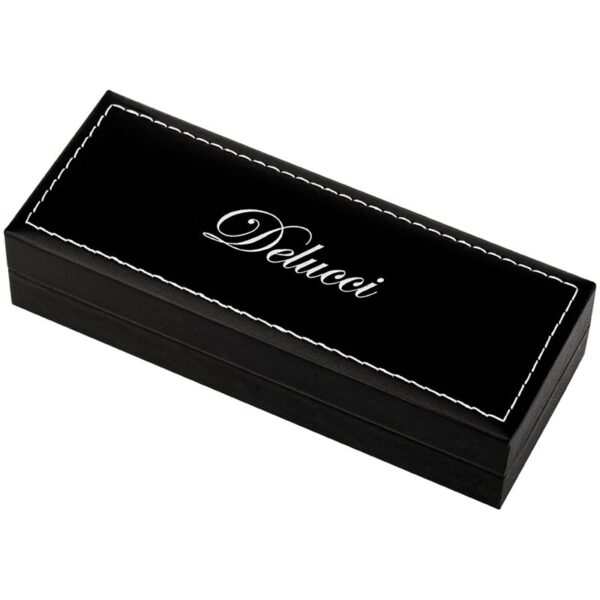 Ручка шариковая Delucci "Mille" синяя, 1,0мм, цвет корпуса - черный/золото, поворот., подарочная упаковка