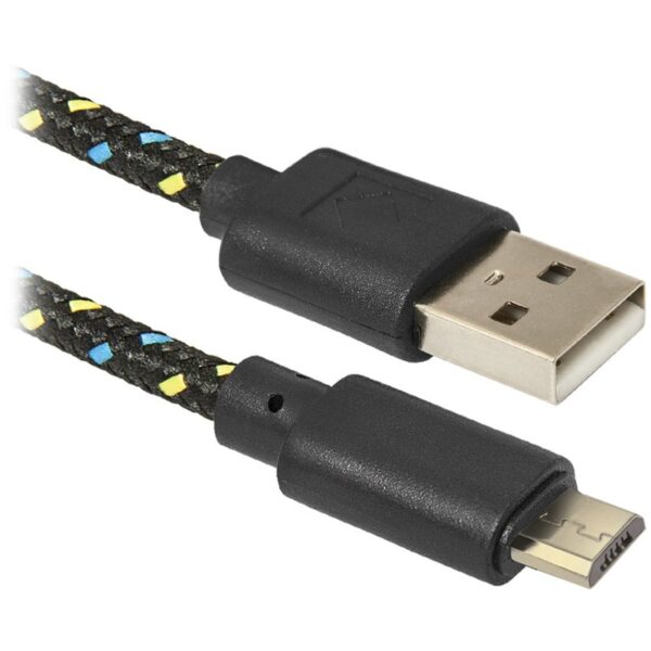 Кабель Defender USB08-03T USB2.0 (A) - microUSB (B), в оплетке, 1М, черный