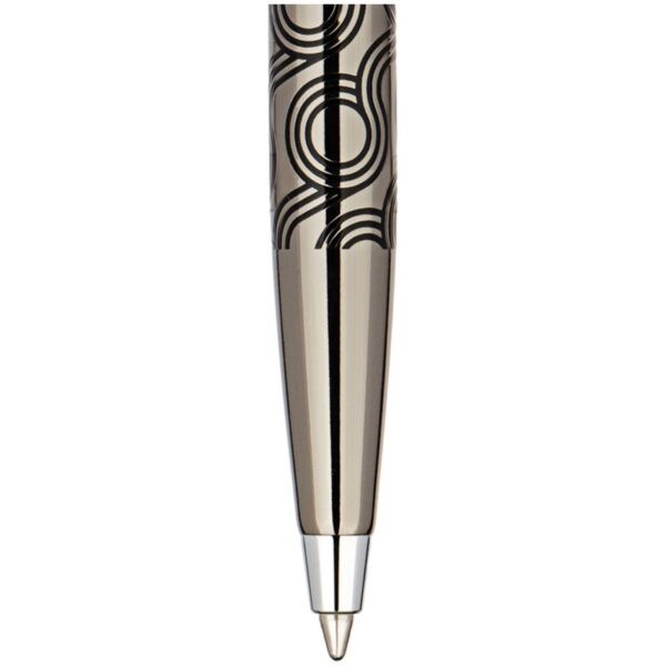 Ручка шариковая Delucci "Motivo" синяя, 1,0мм, корпус оружейный металл/серебро, поворот, подарочная упаковка