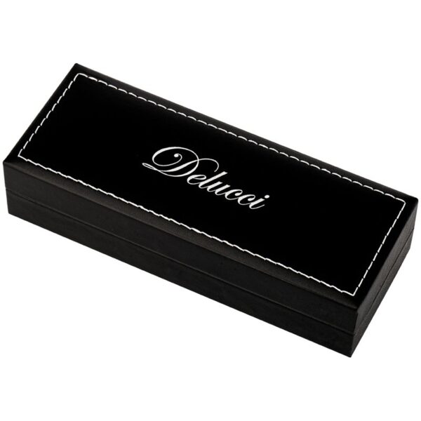 Ручка перьевая Delucci "Mistico" черная, 0,8мм, корпус оружейный металл, подарочная упаковка
