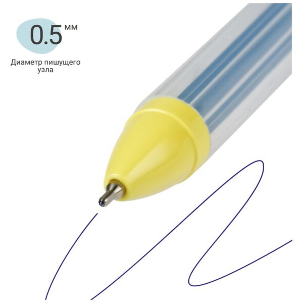 Ручка шариковая автоматическая MESHU "Space Journey" синяя, 0,5мм, грип, корпус ассорти, с топпером